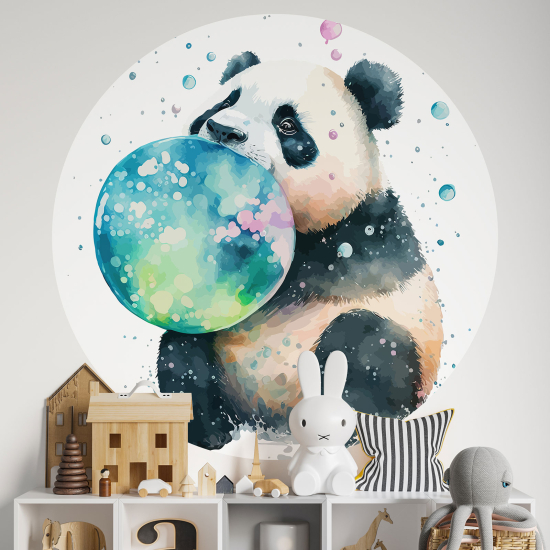 Adesivo Murale Cerchio / Rotondo per Bambini - Panda bolla