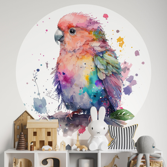 Adesivo Murale Cerchio / Rotondo per Bambini - Pappagallo