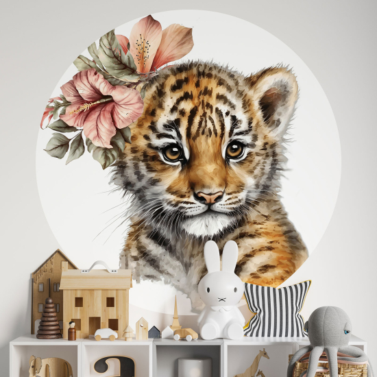 Adesivo Murale Cerchio / Rotondo per Bambini - Tigre Bebè