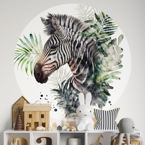 Adesivo Murale Cerchio / Rotondo per Bambini - Zebra