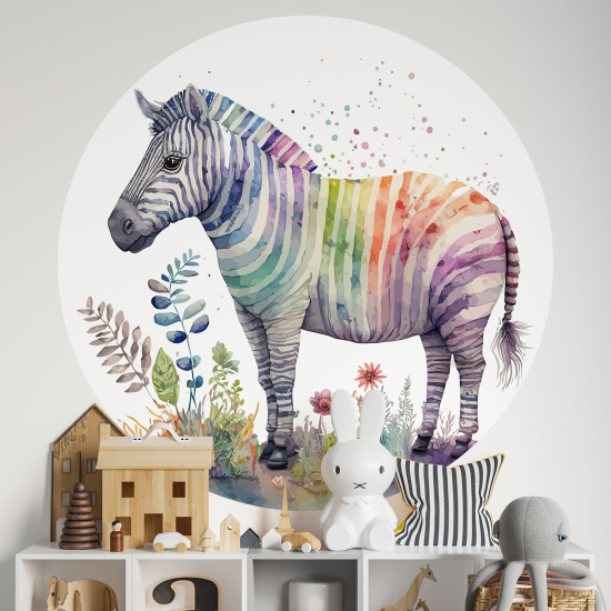 Adesivo Murale Cerchio / Rotondo per Bambini - Zebra