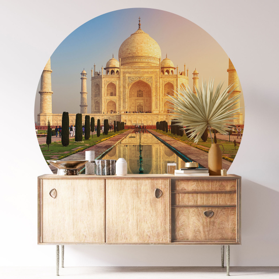 Adesivo Murale Cerchio / Rotondo - Taj Mahal India