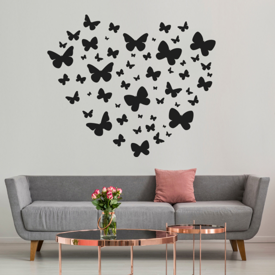Adesivo Murale - Cuore Farfalle