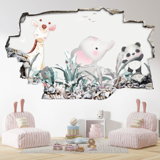 Adesivo murale effetto 3D - Animali