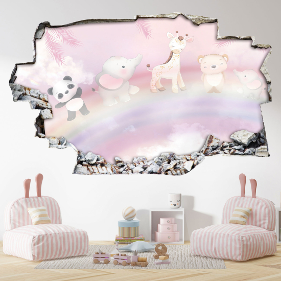 Adesivo murale effetto 3D - Animali Bebè