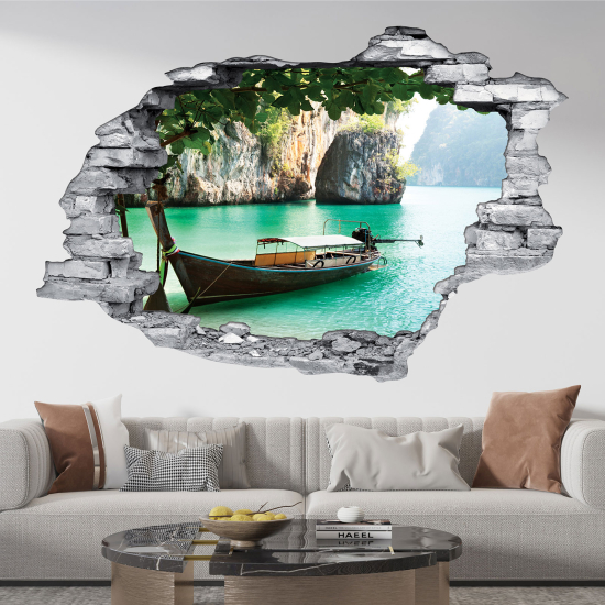 Adesivo murale effetto 3D - Barca Thailandia