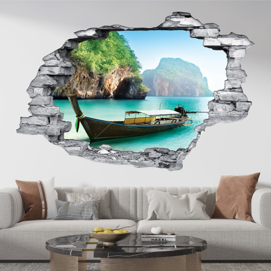 Adesivo murale effetto 3D - Barca Thailandia