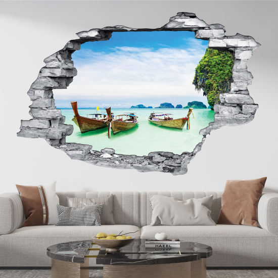 Adesivo murale effetto 3D - Barche Thailandia
