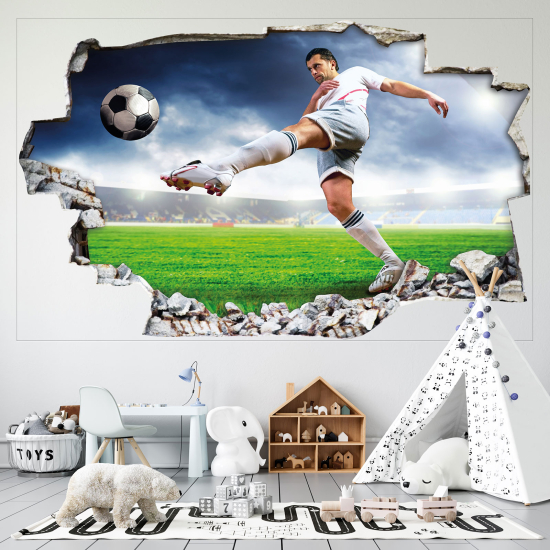 Adesivo murale effetto 3D - Calciatore