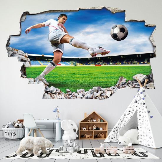 Adesivo murale effetto 3D - Calciatore