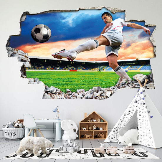 Adesivo murale effetto 3D - Calciatore