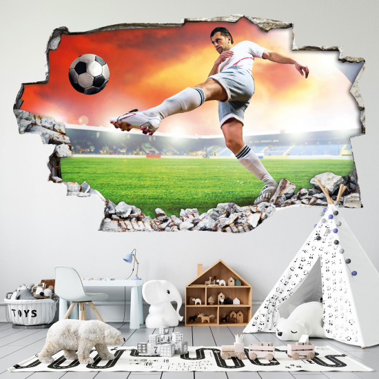 Adesivo murale effetto 3D - Calciatore