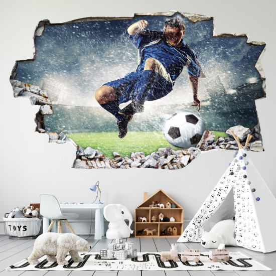 Adesivo murale effetto 3D - Calciatore