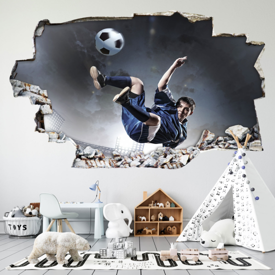 Adesivo murale effetto 3D - Calciatore