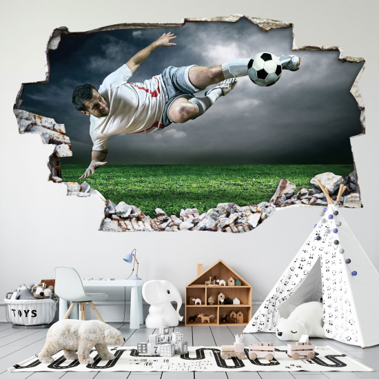 Adesivo murale effetto 3D - Calciatore