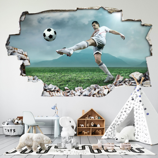Adesivo murale effetto 3D - Calciatore