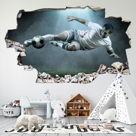 Adesivo murale effetto 3D - Calciatore