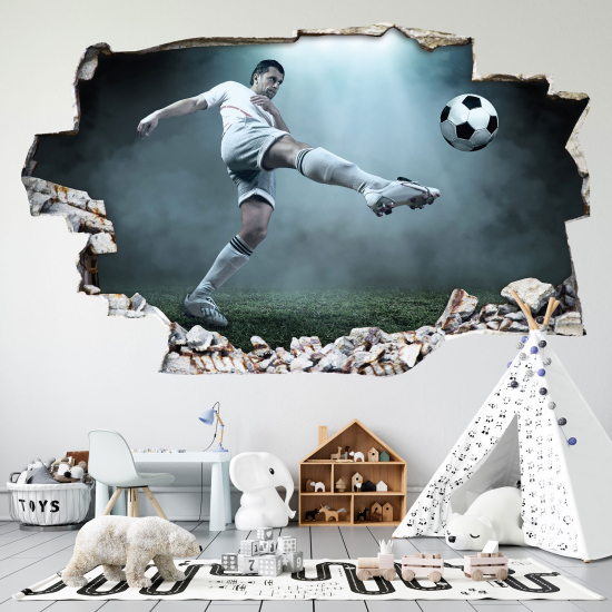Adesivo murale effetto 3D - Calciatore
