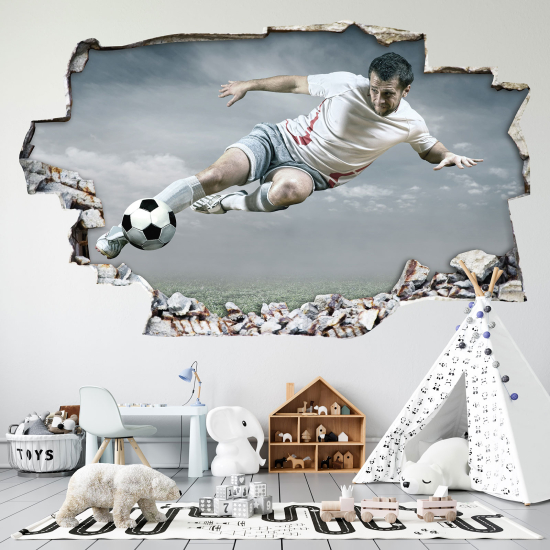 Adesivo murale effetto 3D - Calciatore