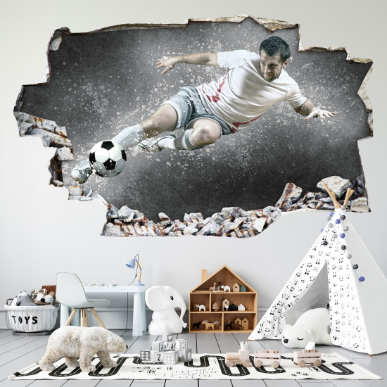 Adesivo murale effetto 3D - Calciatore