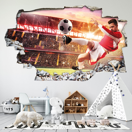 Adesivo murale effetto 3D - Calciatore