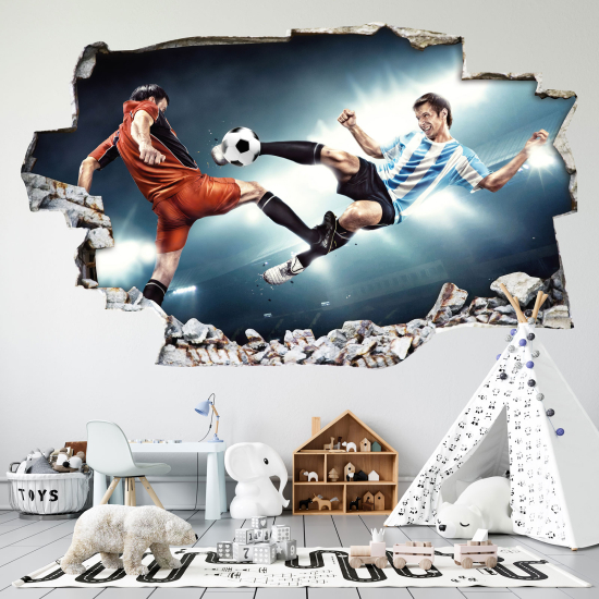 Adesivo murale effetto 3D - Calciatori