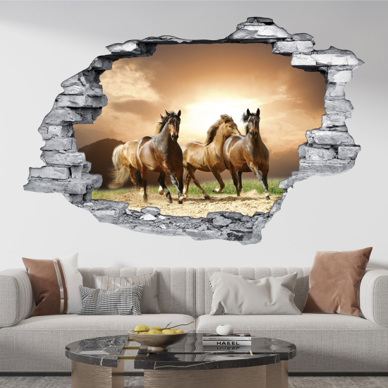 Adesivo murale effetto 3D - Cavalli