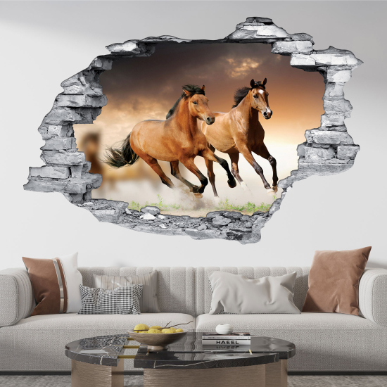 Adesivo murale effetto 3D - Cavalli