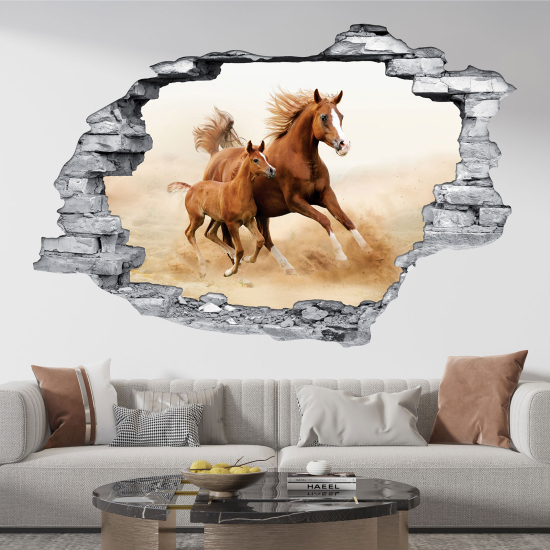 Adesivo murale effetto 3D - Cavalli