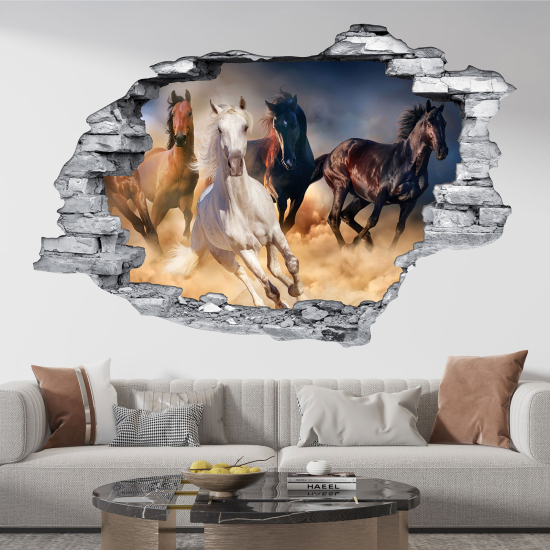 Adesivo murale effetto 3D - Cavalli