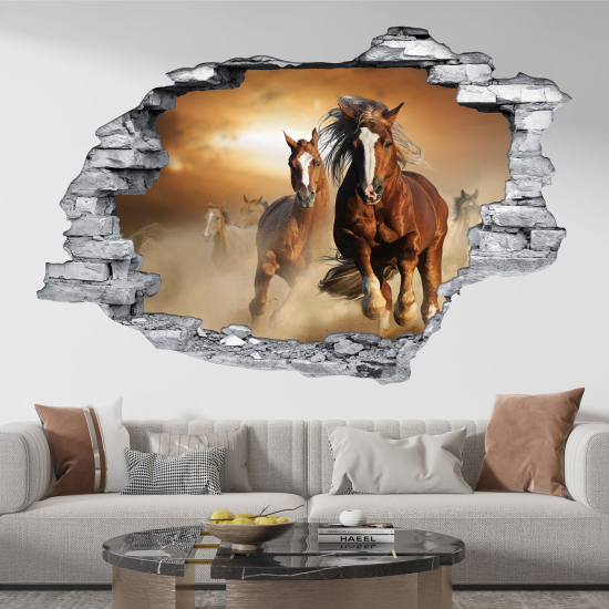 Adesivo murale effetto 3D - Cavalli