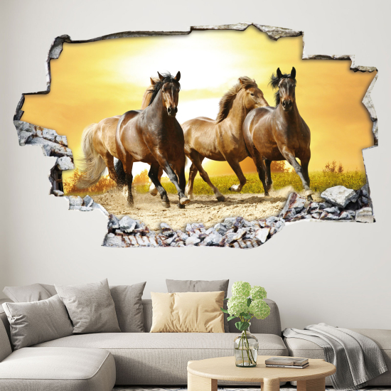Adesivo murale effetto 3D - Cavalli