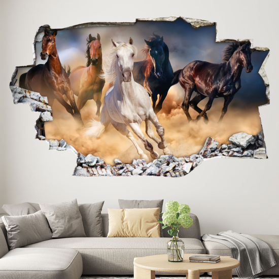 Adesivo murale effetto 3D - Cavalli