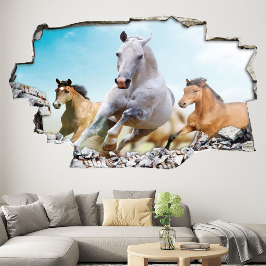 Adesivo murale effetto 3D - Cavalli