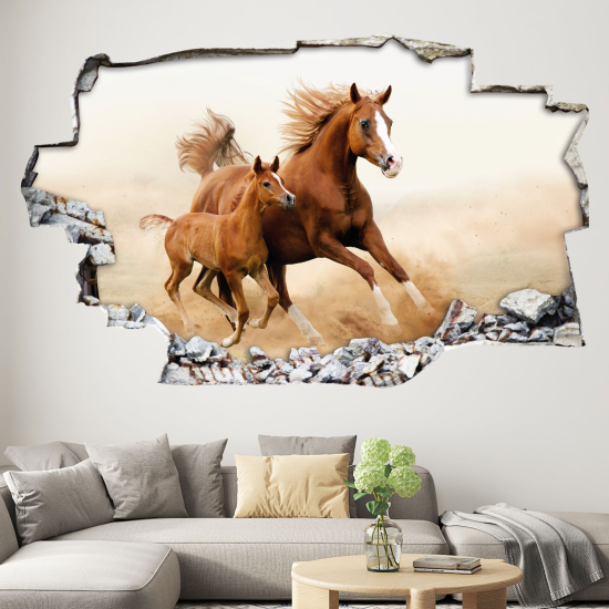 Adesivo murale effetto 3D - Cavalli