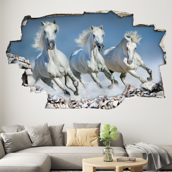 Adesivo murale effetto 3D - Cavalli