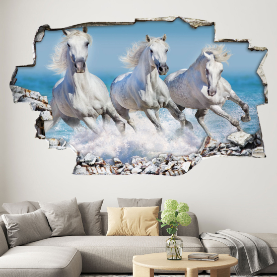 Adesivo murale effetto 3D - Cavalli