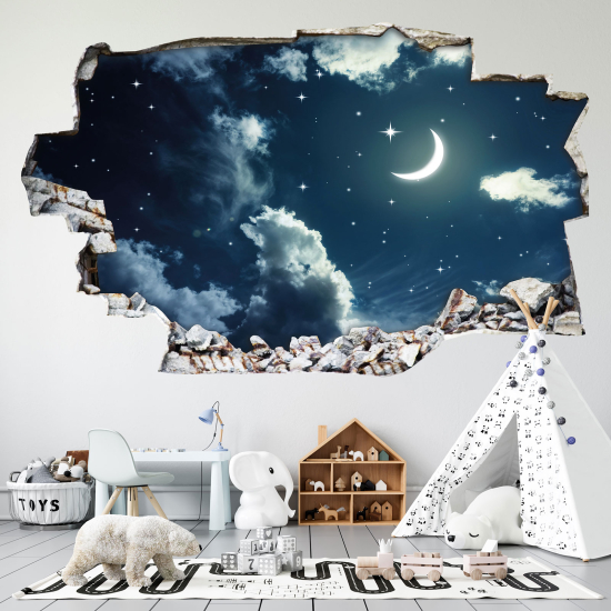 Adesivo murale effetto 3D - Cielo Notte Stelle