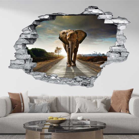 Adesivo murale effetto 3D - Elefante