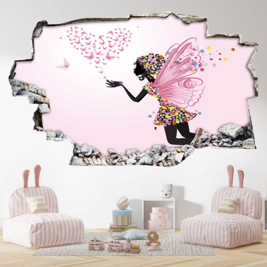 Adesivo murale effetto 3D - Fata Cuore