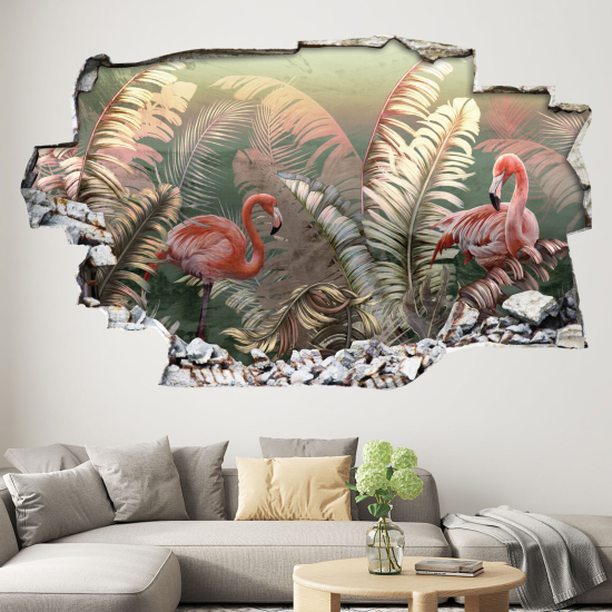 Adesivo murale effetto 3D - Fenicotteri Rosa