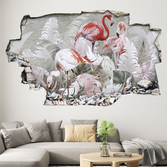 Adesivo murale effetto 3D - Fenicotteri Rosa