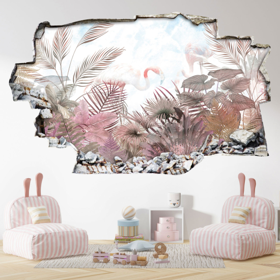 Adesivo murale effetto 3D - Fenicotteri Rosa