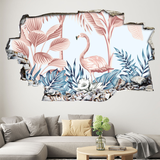 Adesivo murale effetto 3D - Fenicottero Rosa