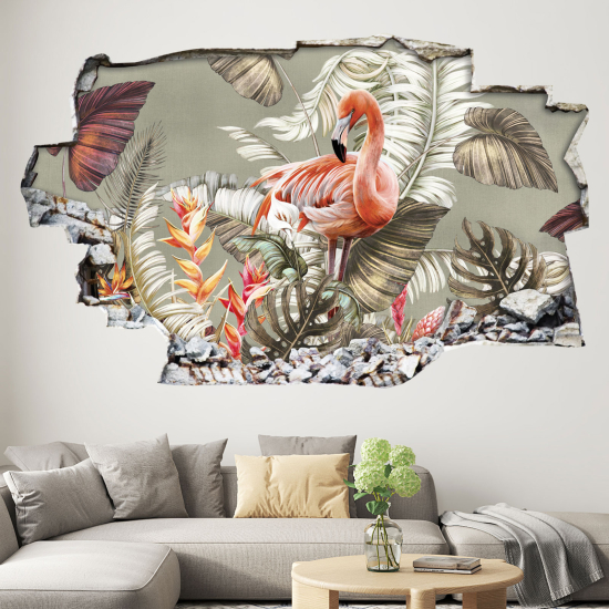 Adesivo murale effetto 3D - Fenicottero Rosa