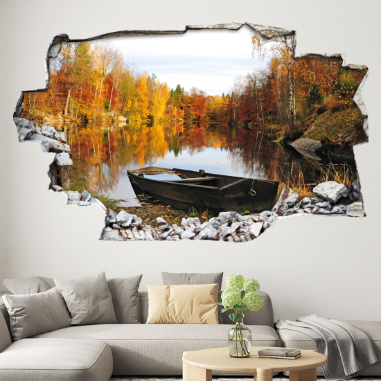 Adesivo murale effetto 3D - Fiume d'Autunno