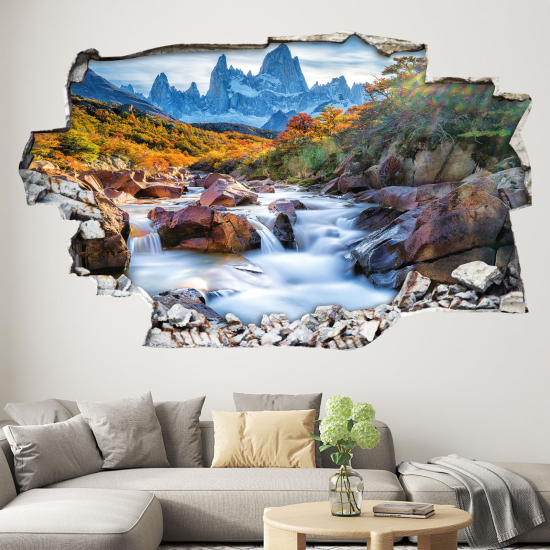 Adesivo murale effetto 3D - Fiume di Montagna