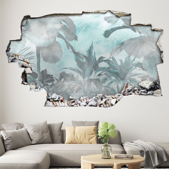 Adesivo murale effetto 3D - Foglie Tropicali