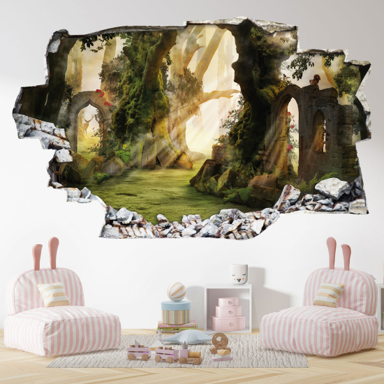 Adesivo murale effetto 3D - Foresta Antica