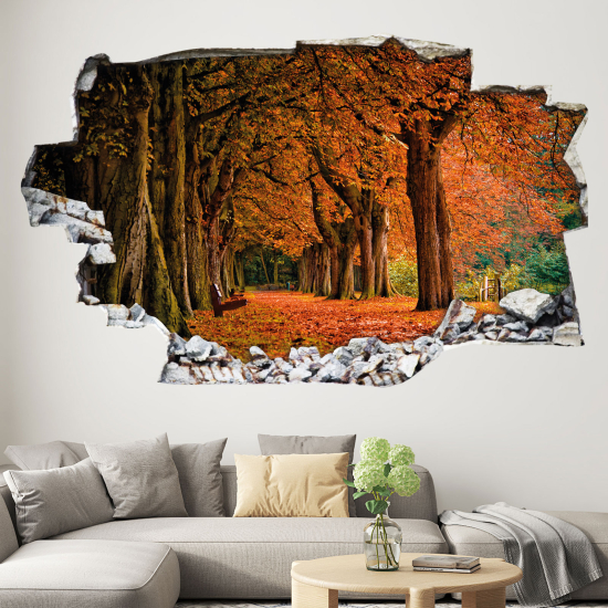 Adesivo murale effetto 3D - Foresta d'Autunno